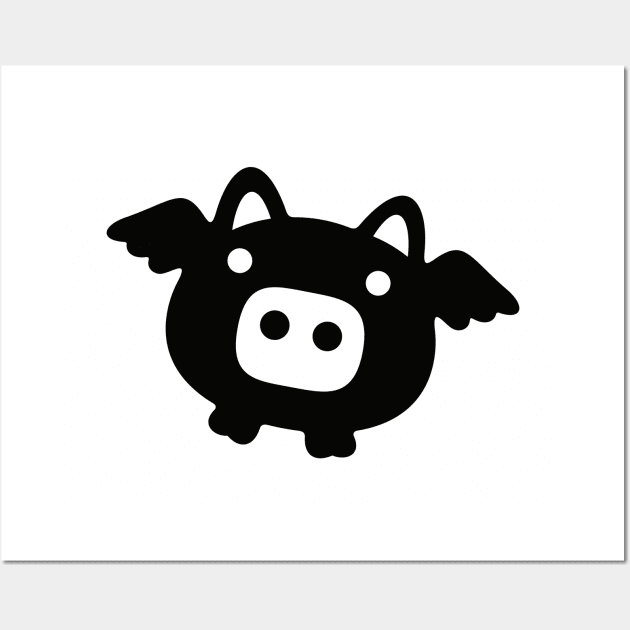 Flying Black Pig Wall Art by XOOXOO